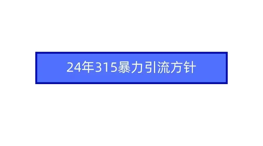 （9398期）2024年315暴力引流方针