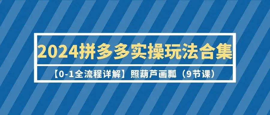 （9559期）2024拼多多实操玩法合集【0-1全流程详解】照葫芦画瓢（9节课）