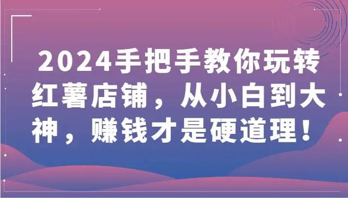 2024手把手教你玩转红薯店铺，从小白到大神，赚钱才是硬道理！