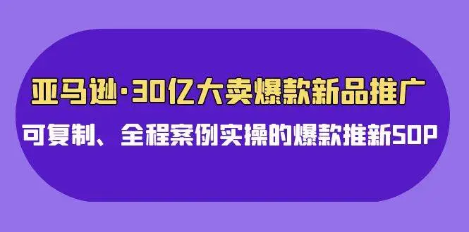 （9944期）亚马逊30亿·大卖爆款新品推广，可复制、全程案例实操的爆款推新SOP