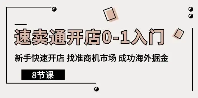 （10126期）速卖通开店0-1入门，新手快速开店 找准商机市场 成功海外掘金（8节课）