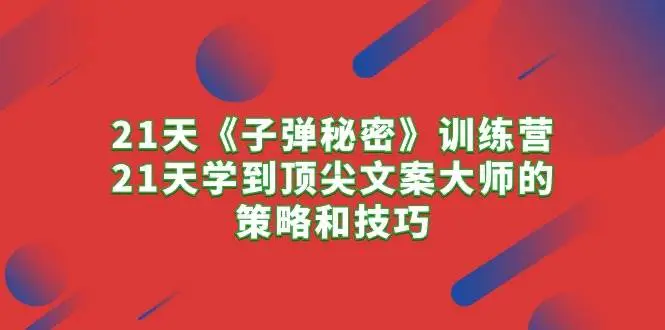 （10210期）21天《子弹秘密》训练营，21天学到顶尖文案大师的策略和技巧