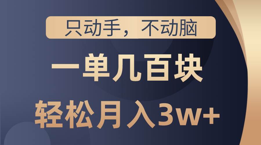 （10561期）只动手不动脑，一单几百块，轻松月入3w+，看完就能直接操作，详细教程