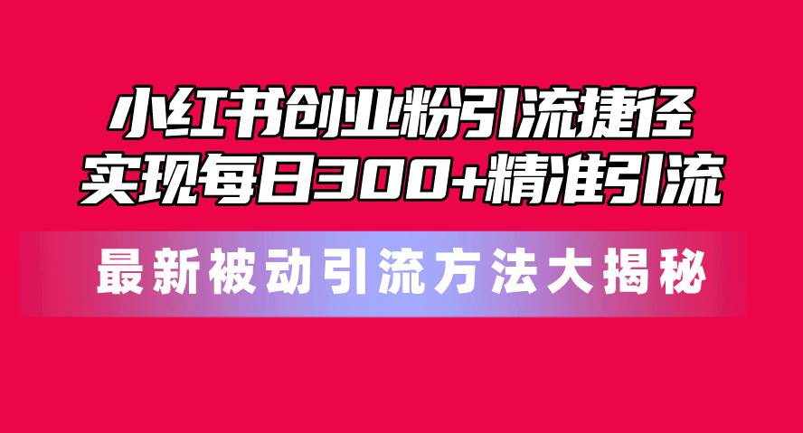 （10692期）小红书创业粉引流捷径！最新被动引流方法大揭秘，实现每日300+精准引流