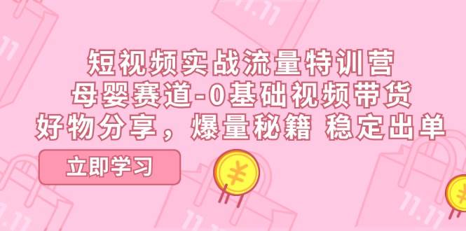 短视频实战流量特训营，母婴赛道-0基础带货，好物分享，爆量秘籍 稳定出单