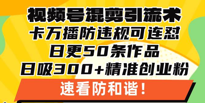 （13400期）视频号混剪引流技术，500万播放引流17000创业粉，操作简单当天学会