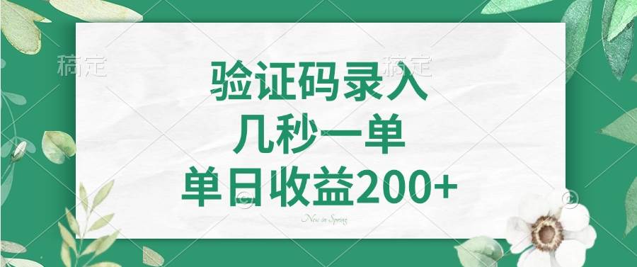 （14221期）验证码录入，几秒一单，单日收益200+