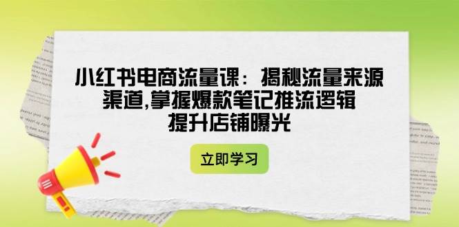 （14318期）小红书电商流量课：揭秘流量来源渠道,掌握爆款笔记推流逻辑,提升店铺曝光