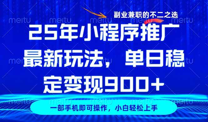 （14550期）25年小程序推广最新玩法，稳定日入900+，副业兼职的不二之选