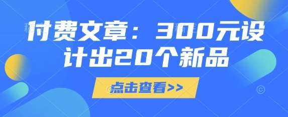 付费文章：300元设计出20个新品